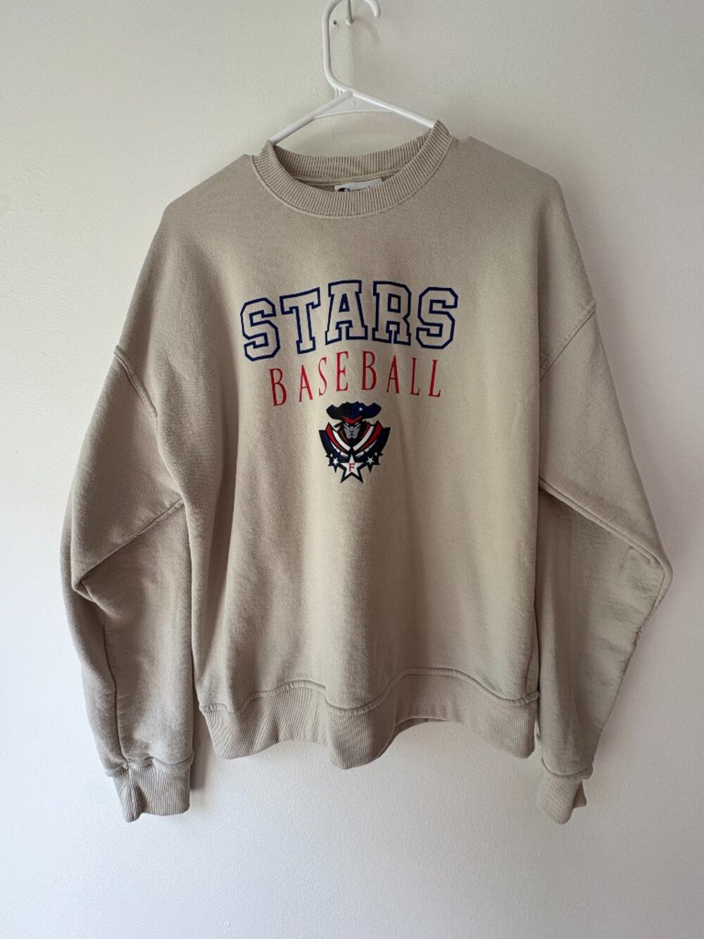 Vintage Champion Stars Baseball Cream Tan Crewneck Sweatshirt - Size M
